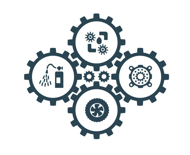 矢量插图，图标和标志与汽车零件和其他特殊设备。汽车服务。汽车配件商店。图片下载