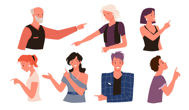 人们用手指指点方向，用手指点方向，男女老少图片下载