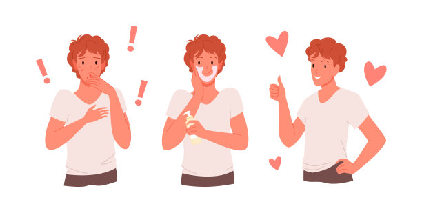 青年男子有痤疮的医学问题，男子前后治疗青春痘和疤痕图片下载