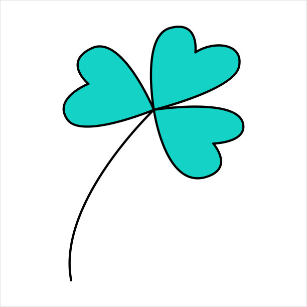 情人节三叶草爱心涂鸦矢量插图彩色手绘图片下载