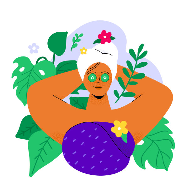 放松在SPA -丰富多彩的平面设计风格插图图片下载