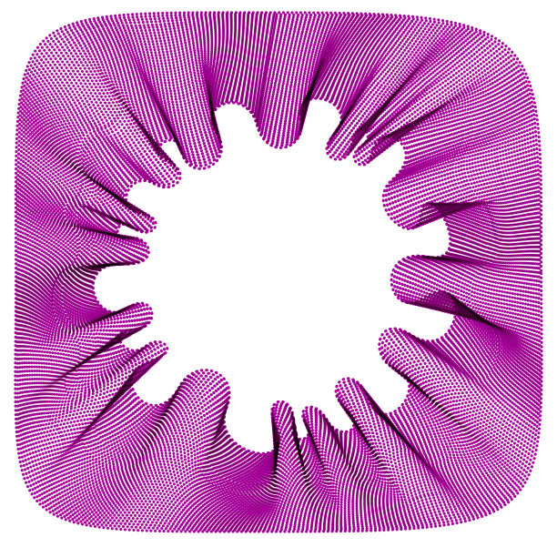 矢量抽象背景与流动的粒子框架，平滑的曲线形状线，粒子阵列流动。三维形状的点混合网格，未来技术有用的边界。图片下载