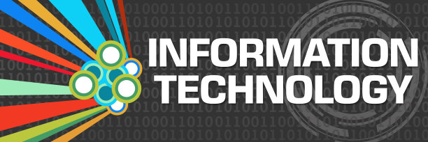 信息技术深色彩色元素二元水平图片下载