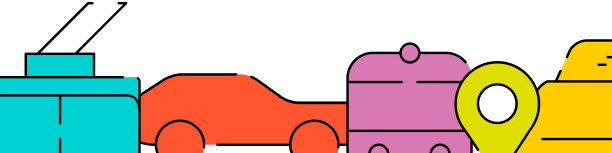 城市交通相关横向横幅或边框模板。平面填充线矢量插图孤立在白色图片下载