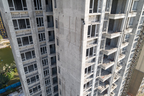 中国多层公寓建筑工地鸟瞰图图片下载