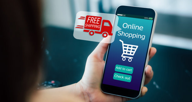 网上购物免费送货，送货理念。图片下载