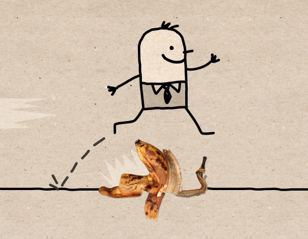 卡通人物跳过香蕉皮图片下载