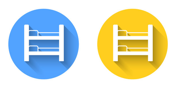 白色双层床图标孤立与长影子图片下载