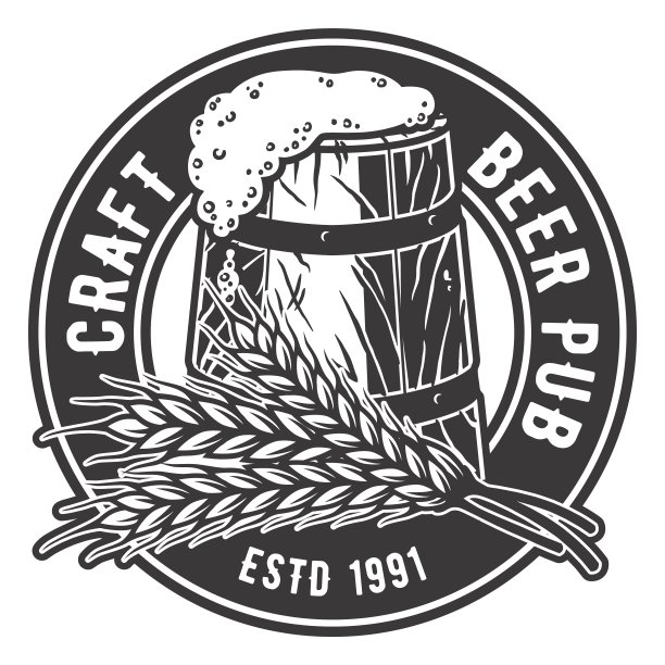 啤酒酿造标志小穗和啤酒杯图片下载