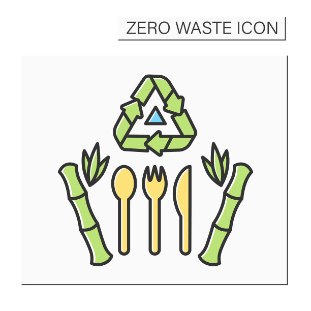 竹餐具设置颜色图标图片下载