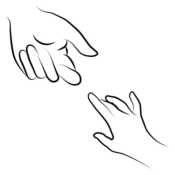 女性手简单轮廓极简的线性手势风格。在白色背景上创建标识，打印和其他设计的女性手的矢量插图图片下载
