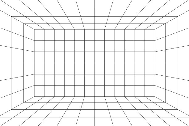 三维房间网格与一点透视图片下载