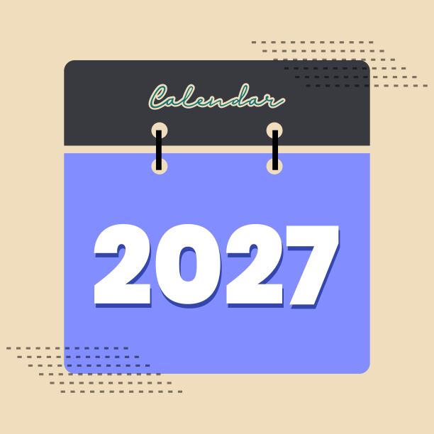 2027日历页面设计。2027日历封面页设计。图片下载