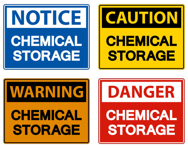 在白色背景上标注化学品储存标志图片下载