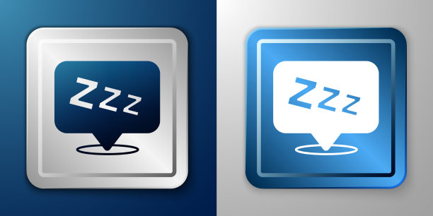白色沉睡图标孤立在蓝色和灰色图片下载