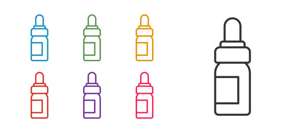 设置行精油瓶图标孤立在上图片下载