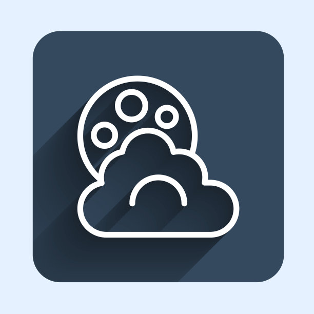 白线云与月亮的图标隔离与长图片下载