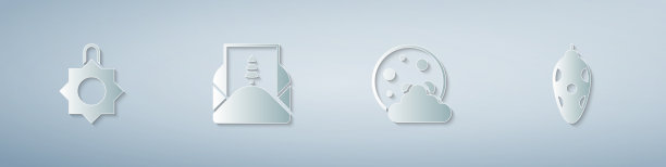 设置圣诞玩具信封夜和纸艺术图片下载