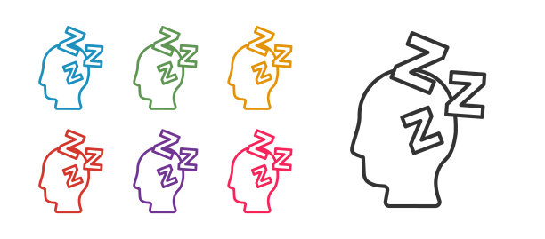 设置线梦图标孤立在白色背景图片下载