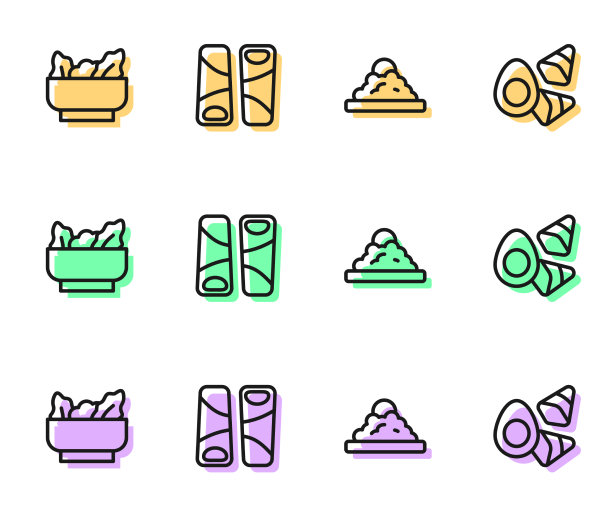 在碗里放好米粉、馄饨、锅贴图片下载