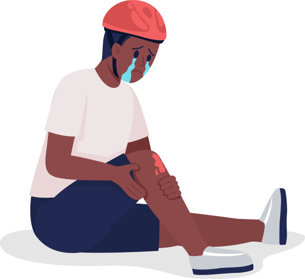 哭着的男生腿受伤了，颜色半扁图片下载