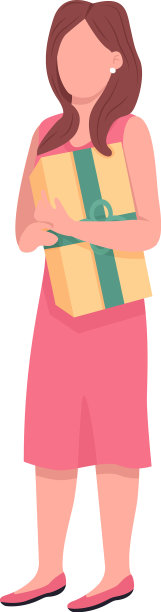 女孩抱着礼物盒半平色性格图片下载