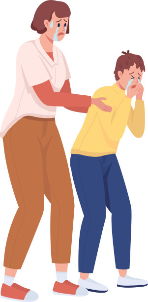 哭着的母亲抱着儿子的肩膀半平图片下载