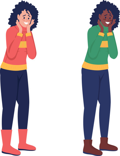 开心惊喜女孩半平色字符集图片下载