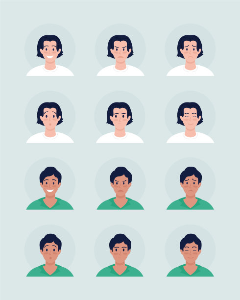 各种男生面部表情半平色图片下载