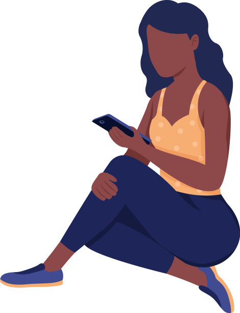 漂亮的年轻女人看着手机半平的样子图片下载