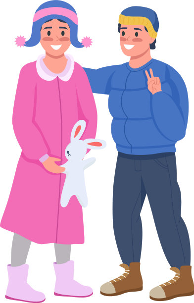 快乐手足在冬季半平彩色字符图片下载