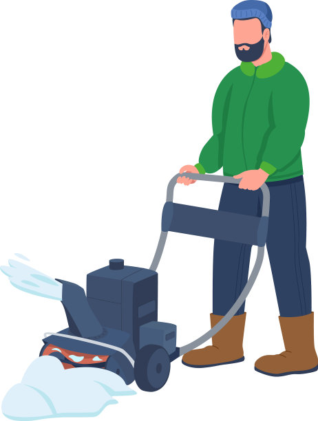人用扫雪机半平色工作图片下载