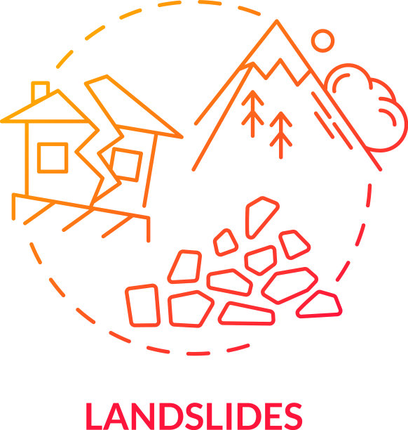 滑坡红色梯度概念图标图片下载