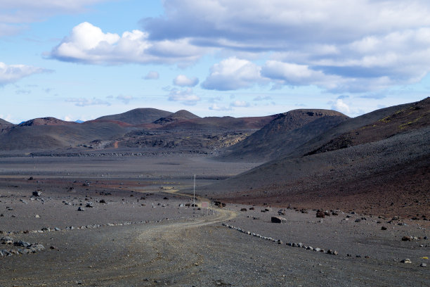 Kverfjoll地区荒凉的景观，冰岛全景图片下载
