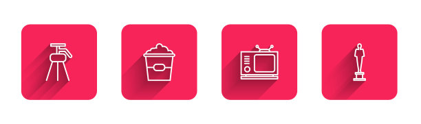 设置线三脚架爆米花在盒子复古电视和图片下载