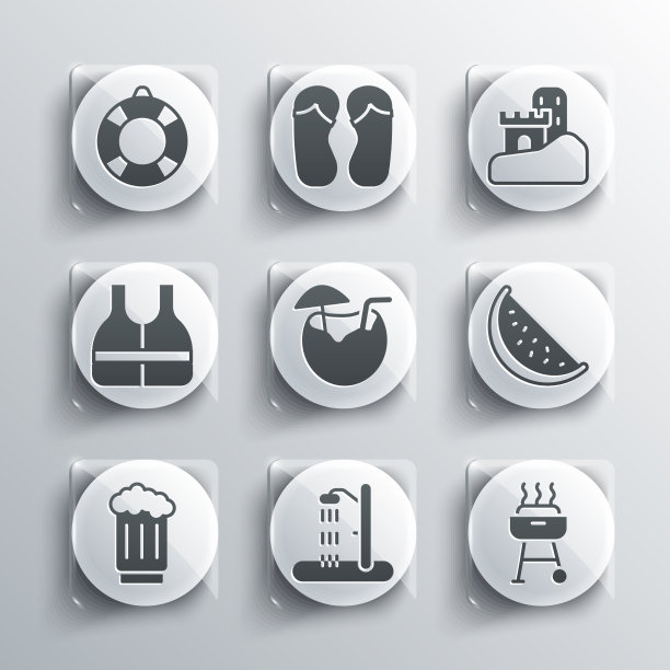 设置沙滩淋浴烧烤烧烤西瓜图片下载