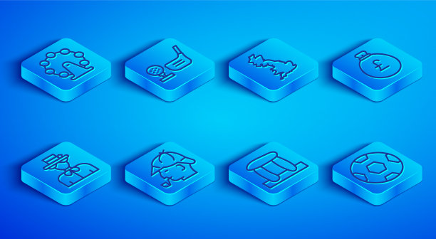 设置线伦敦眼高尔夫球杆与球座图片下载