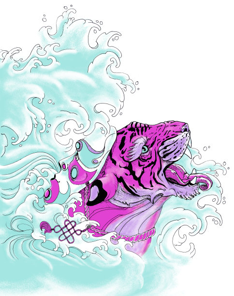 老虎粉红色图片下载