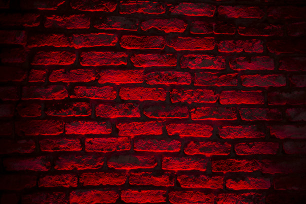 深红色砖墙，圆形光影效果。图片下载