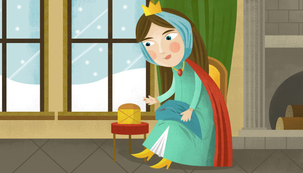 城堡插图中的公主卡通场景图片下载