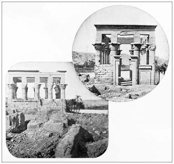 埃及古董旅行照片：菲莱神庙，法老之床图片下载