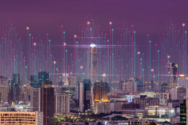 智慧城市和通信网络的概念。5G与AR和VR无线通信。图片下载