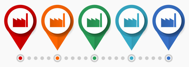 工厂，行业概念矢量图标集，平面设计电话指针，信息图形模板图片下载