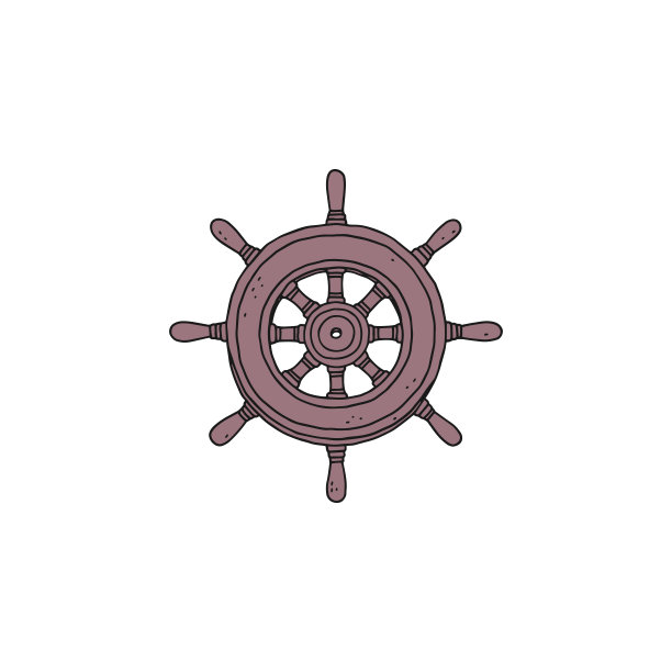 方向盘舵。矢量涂鸦草图轮廓复古孤立插图。图片下载