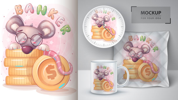 鼠标银行家海报和商品销售图片下载