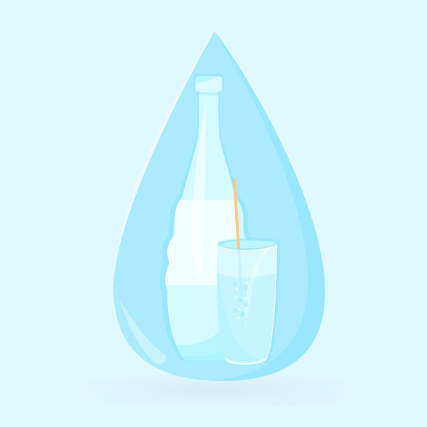 滴水与一个玻璃杯和一瓶水。图片下载