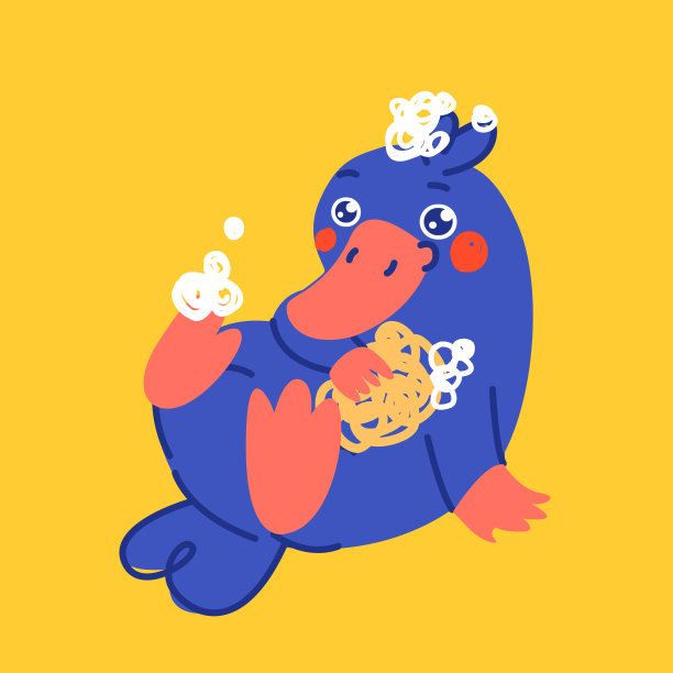 卡通幼稚人物鸭嘴兽。儿童的性格用于包装化妆品。图片下载