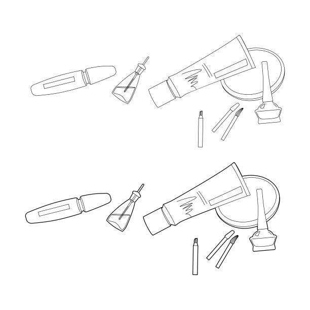 一套装饰化妆品项目。行向量插图图片下载