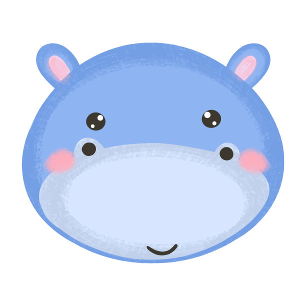 可爱的婴儿插图与河马的口吻。可爱的动物可爱的角色。野生动物的脸。矢量插图孤立在白色背景上。图片下载