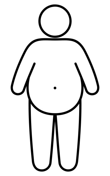 超重的人图标，肥胖线性插图，孤立在白色矢量象形图图片下载